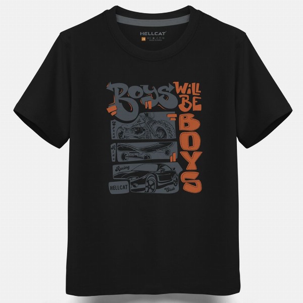 HELLCAT Boys Pack Of 3 Printed Cotton T-shirt