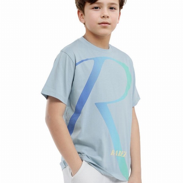 RARE ONES Boys Brand Logo Printed Round Neck Short Sleeves T-shirt