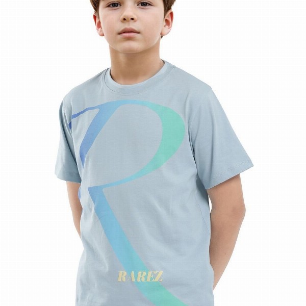 RARE ONES Boys Brand Logo Printed Round Neck Short Sleeves T-shirt