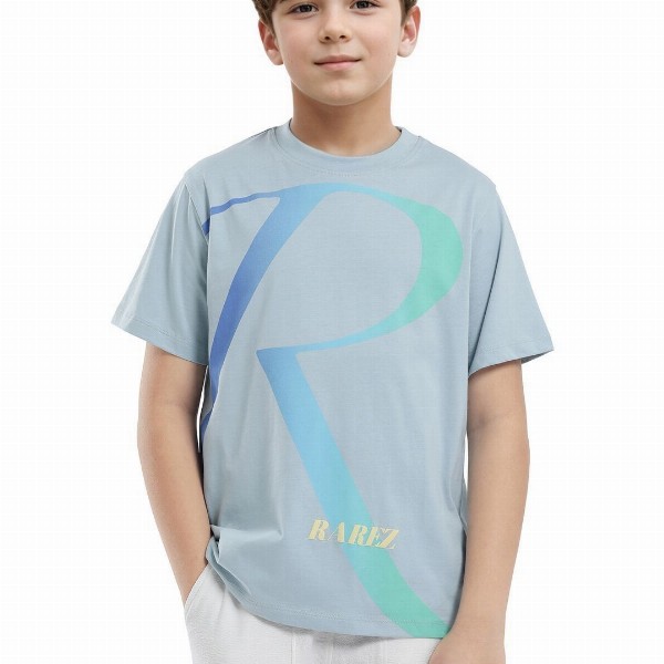 RARE ONES Boys Brand Logo Printed Round Neck Short Sleeves T-shirt
