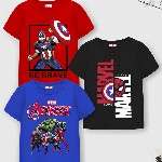 YK Marvel Boys 3 Avengers Printed Applique T-shirt
