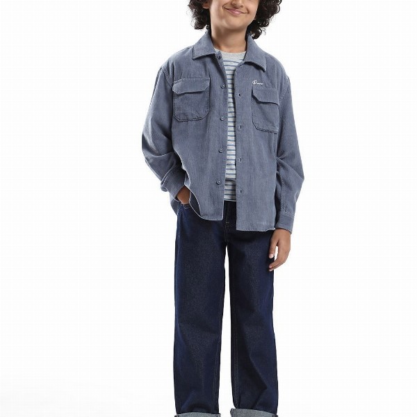 RARE ONES Boys Typography Solid Spread Collar Cotton Casual Shirt