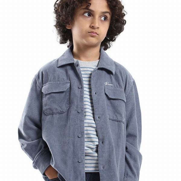 RARE ONES Boys Typography Solid Spread Collar Cotton Casual Shirt