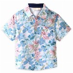 BAESD Boys Comfort Fit Floral Printed Spread Collar Cotton Casual Shirt