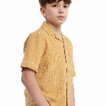 RARE ONES Boys Cuban Collar Textured Cotton Casual Shirts