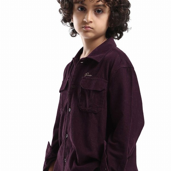 RARE ONES Boys Cord Spread Collar Shirt