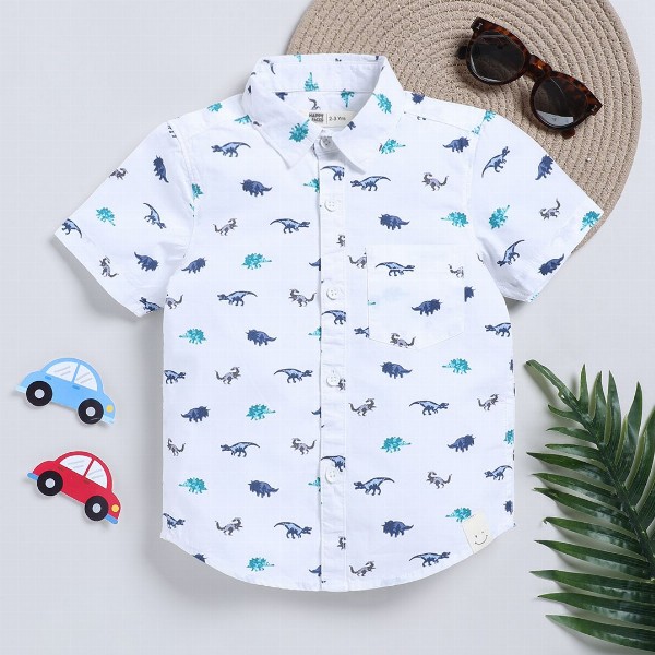 Happy Faces Kids Boys Printed Pure Cotton Casual Shirt