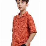 Rare Ones Boys Cuban Collar Jacquard Shirt