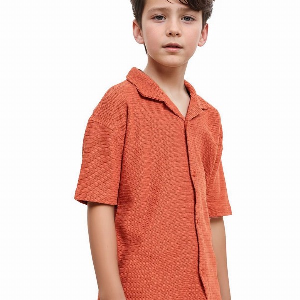 Rare Ones Boys Cuban Collar Jacquard Shirt