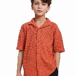 Rare Ones Boys Cuban Collar Jacquard Shirt
