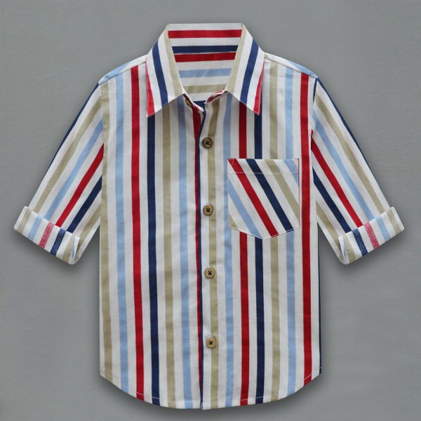 A.T.U.N. Boys Multicoloured Classic Striped Cotton Casual Shirt