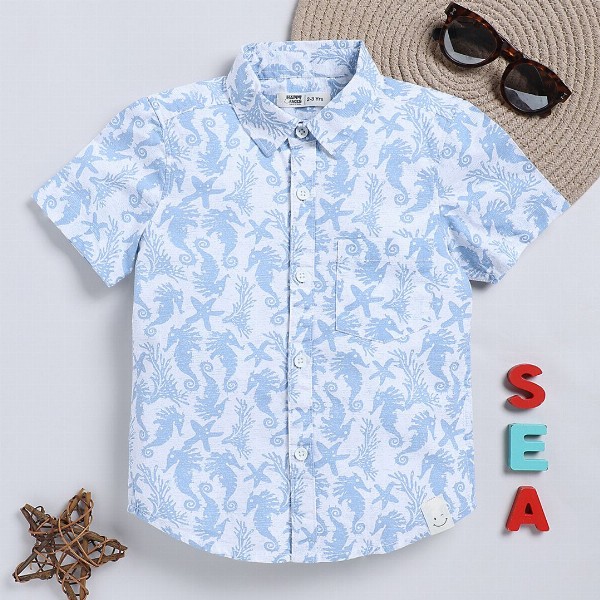 Happy Faces Kids Boys Printed Pure Cotton Casual Shirt