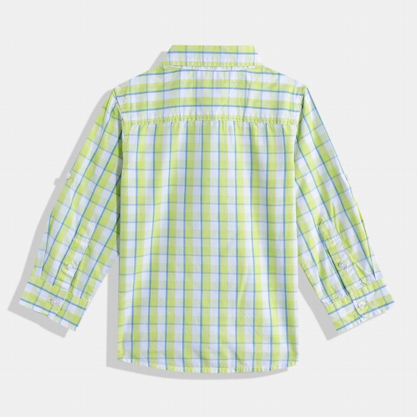 United Colors of Benetton Boys Cotton Windowpane Checked Casual Shirt