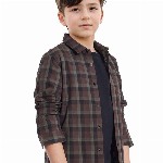 RARE ONES Boys Spread Collar Tartan Checked Cotton Casual Shirt