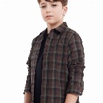 RARE ONES Boys Spread Collar Tartan Checked Cotton Casual Shirt