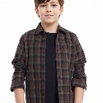 RARE ONES Boys Spread Collar Tartan Checked Cotton Casual Shirt