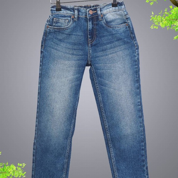 HERE&NOW Boys Wide Leg Mid-Rise Heavy Fade Stretchable Jeans