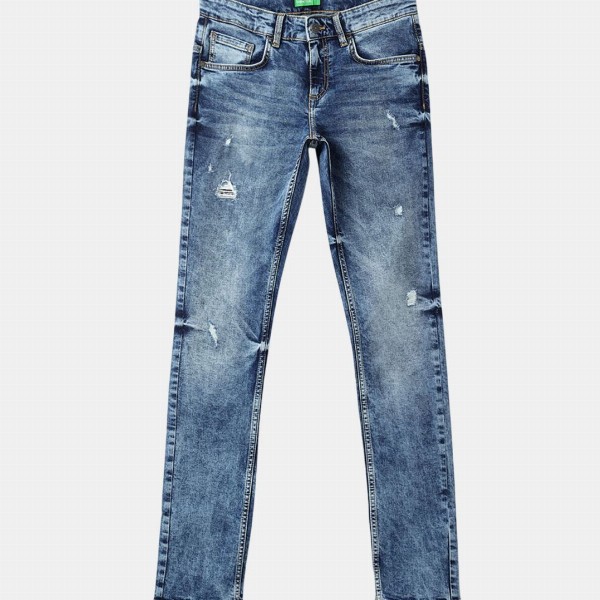 United Colors of Benetton Boys Slim Fit Mid-Rise Mildly Distressed Heavy Fade Jeans