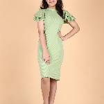 DEKLOOK Girls bodycon Round Neck Short Sleeves Sheath Cotton Formal Dress