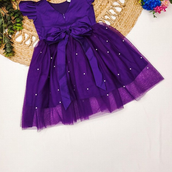 Tejam stylish frocks Girls Satin Embellished Fit & Flare Dress