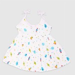 Kidbea Infant Girls Pack Of 4 Conversational Printed Round Neck Cotton Fit & Flare Dress