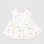 Kidbea Infant Girls Pack Of 4 Conversational Printed Round Neck Cotton Fit & Flare Dress