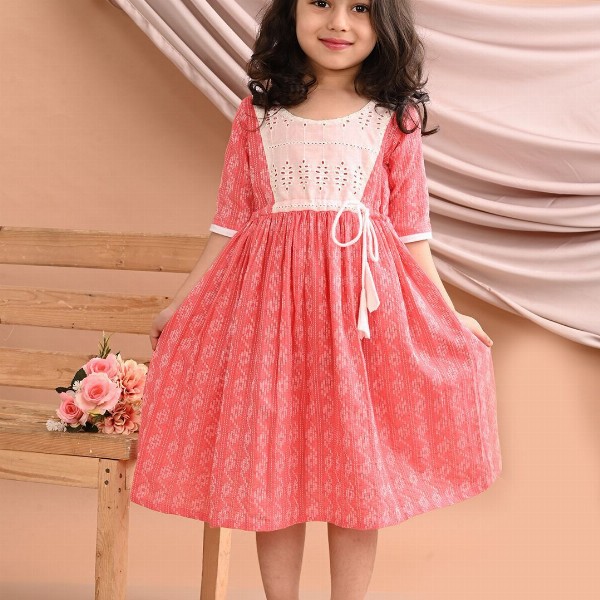 Sangria Girls Printed Cotton A-Line Dress
