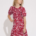 Vero Moda Girls Print Puff Sleeve Fit & Flare Dress