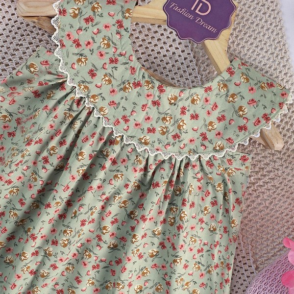 YK Girls Floral Printed A-Line Mini Dress