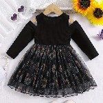 BAESD Floral Print Cold-Shoulder Net Fit & Flare Dress