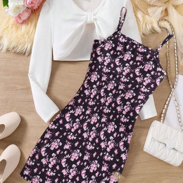 BAESD Floral Print Applique Crepe A-Line Maxi Dress