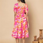 ZWERLON Girls Square Neck Puff Sleeve Fit and Flare Midi Dress