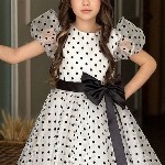 Miss & Chief Girls Polka Dot Print Net Fit and Flare Dress