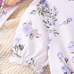 BAESD Girls Floral Printed Puff Sleeves Fit & Flare Dress