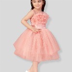 Sangria Girls Self Design Gown Knee Length Dress