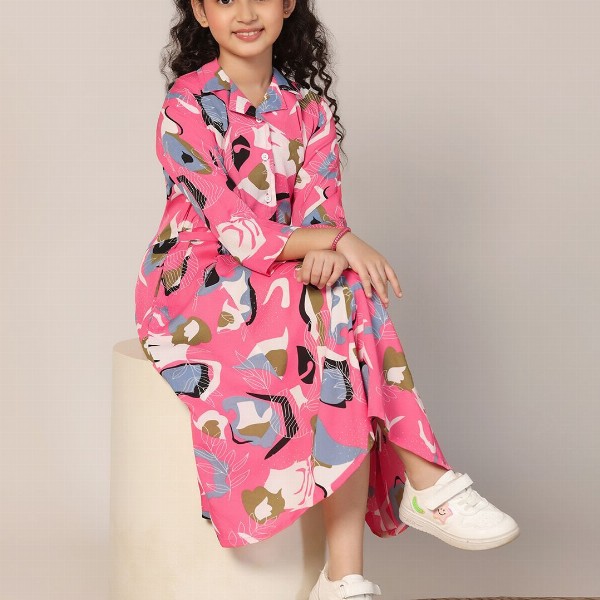 YK Print Fit & Flare Midi Dress