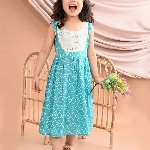 Sangria Girls Printed Cotton A-Line Dress