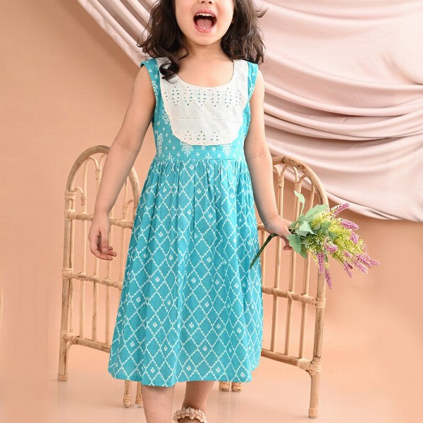 Sangria Girls Printed Cotton A-Line Dress