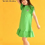 Anthrilo Girls Flutter Sleeve Drop-Waist Dress