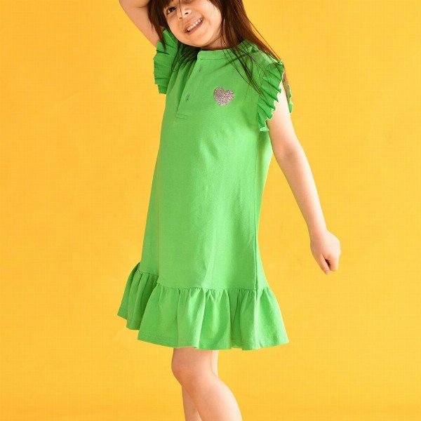 Anthrilo Girls Flutter Sleeve Drop-Waist Dress