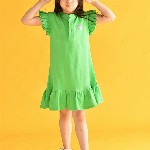 Anthrilo Girls Flutter Sleeve Drop-Waist Dress
