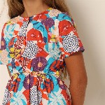 Vero Moda Girls Tropical Print Pure Cotton Fit & Flare Dress