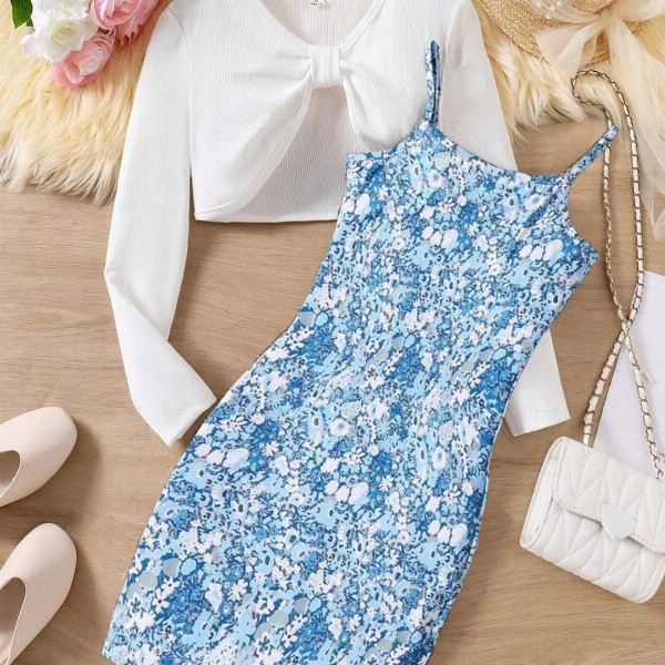 BAESD Girls Floral Printed  Bodycon Shoulder Straps Maxi Dress