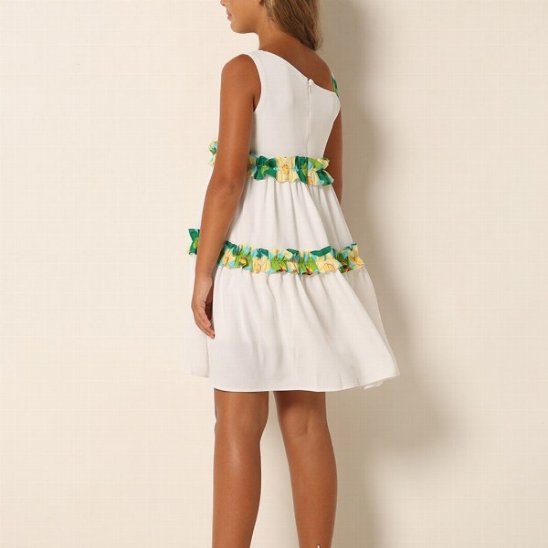 Vero Moda Girls Ruffled Sleeveless Tiered Fit & Flare Dress