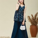 CurlyTales Floral Embroidered Georgette Fit & Flare Dress