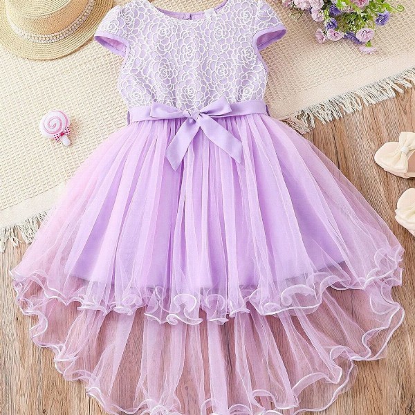 BAESD Girls Self Design Embroidered Ruffled Fit & Flare Dress