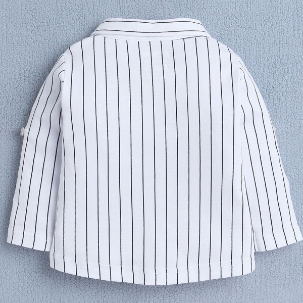 BUMZEE Infants Boys Striped Shirt Collar Pure Cotton Shirt With Shorts And Bow Waistcoat