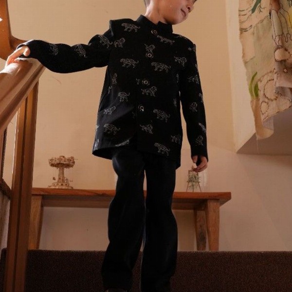 Funny Bones Clothings Boys Embroidered Bandhgala Jodhpuri Blazer With Trousers