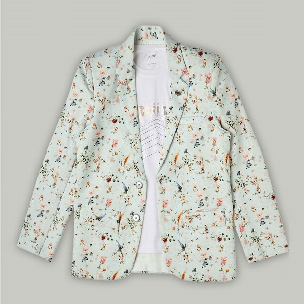 CAVIO Boys Printed Pure Cotton Notched Lapel Collar Single Breasted Blazer With T-Shirt