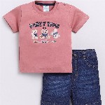 Dollar Boys Printed Round Neck Short Sleeves T-Shirt With Shorts